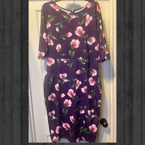 Unique Vintage purple floral curvy-fit dress